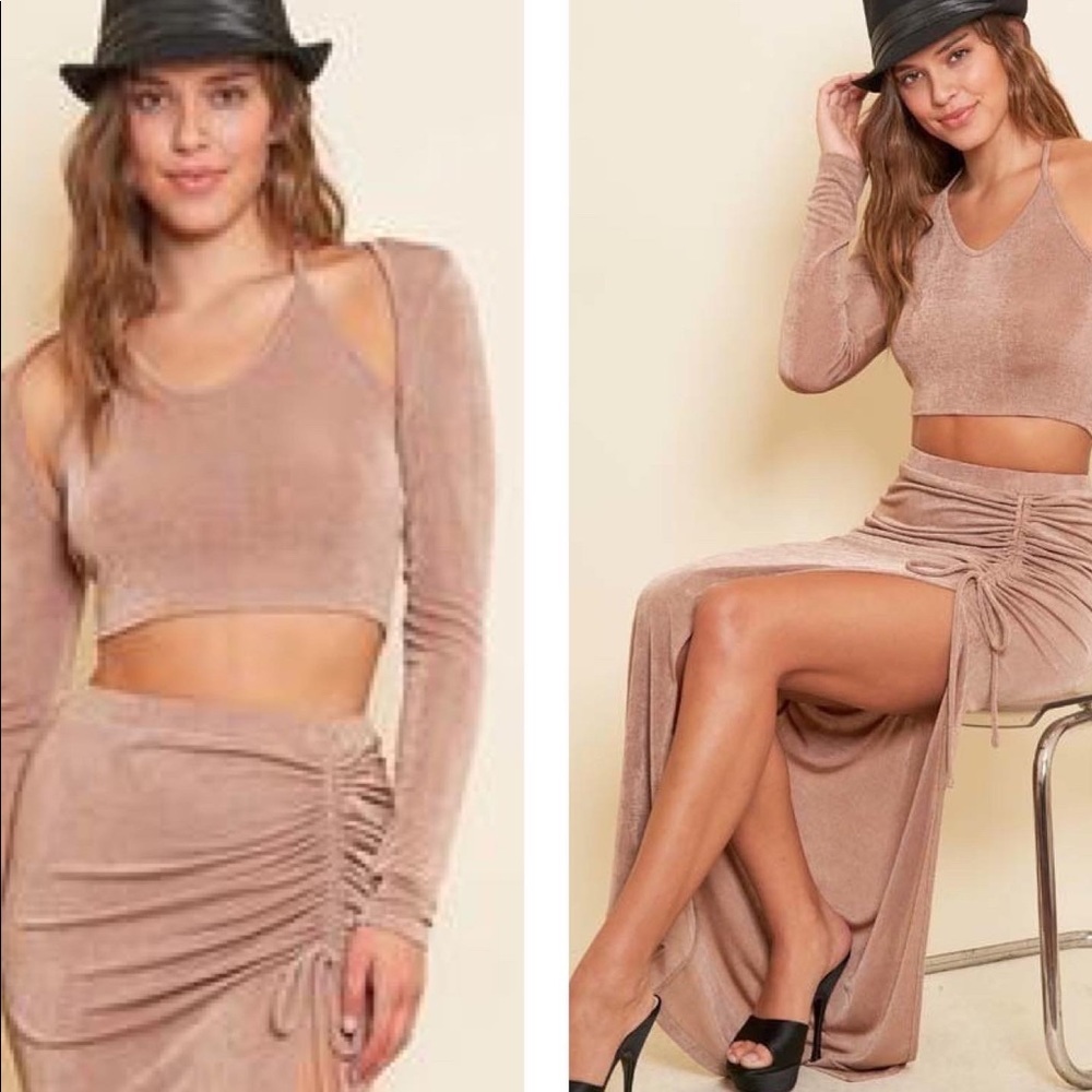 Tan NWT Bohemian Bolero Two Piece Maxi Dress NWT